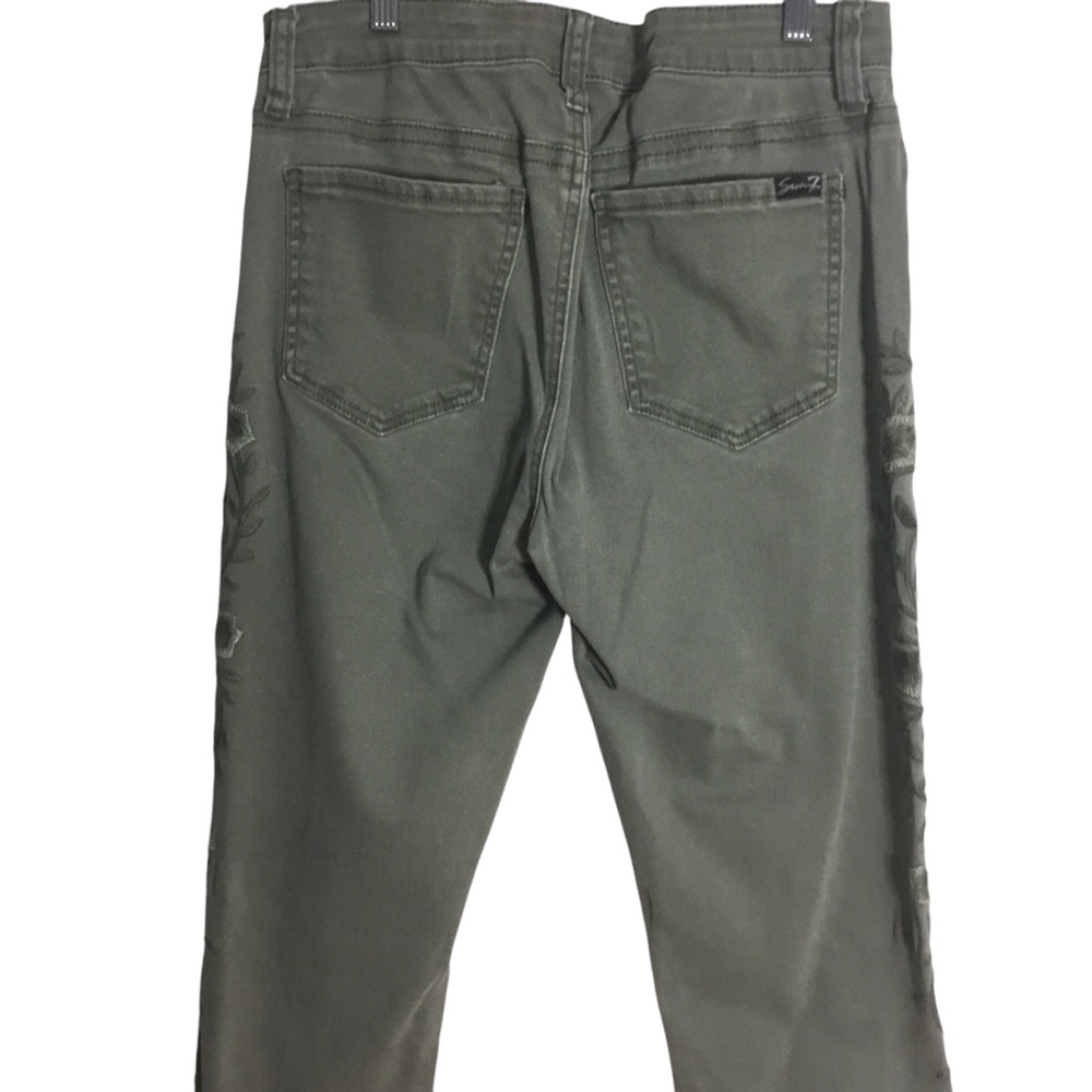 Seven7 Embroidered Skinny Jeans Olive Green Floral High Rise Women’s Size 12 - Picture 5 of 9